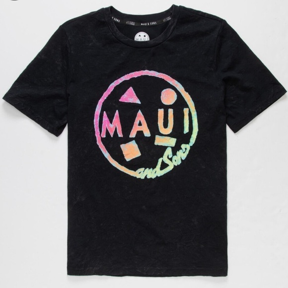 Maui and Sons Tops - MAUI AND SONS Amped Cookie Neon Off Black Surf Beach T-Shirt. Size S